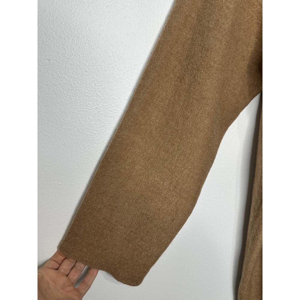 Lord & Taylor Cardigan 1X Tan Extra Fine Merino Wool Open Front Longline Sweater - Picture 8 of 9